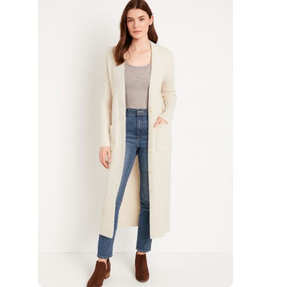 Anthropologie Saturday Sunday SZ S Semana Ribbed Duster Cardigan Oatmeal - Picture 1 of 6